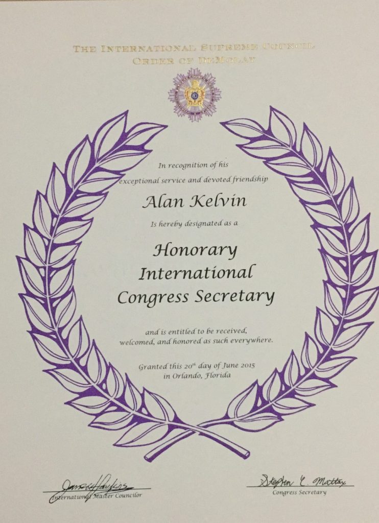 Certificado Secretário do Congresso Honorário
